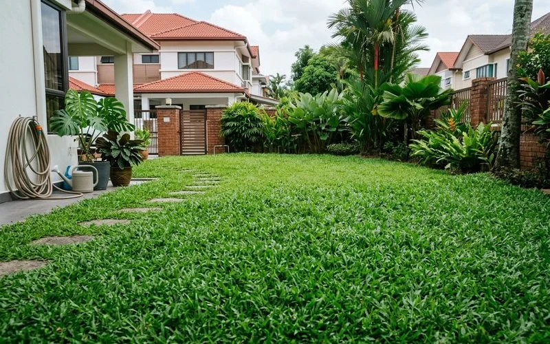 The same Bandar Utama lawn fully recovered six weeks after treatment